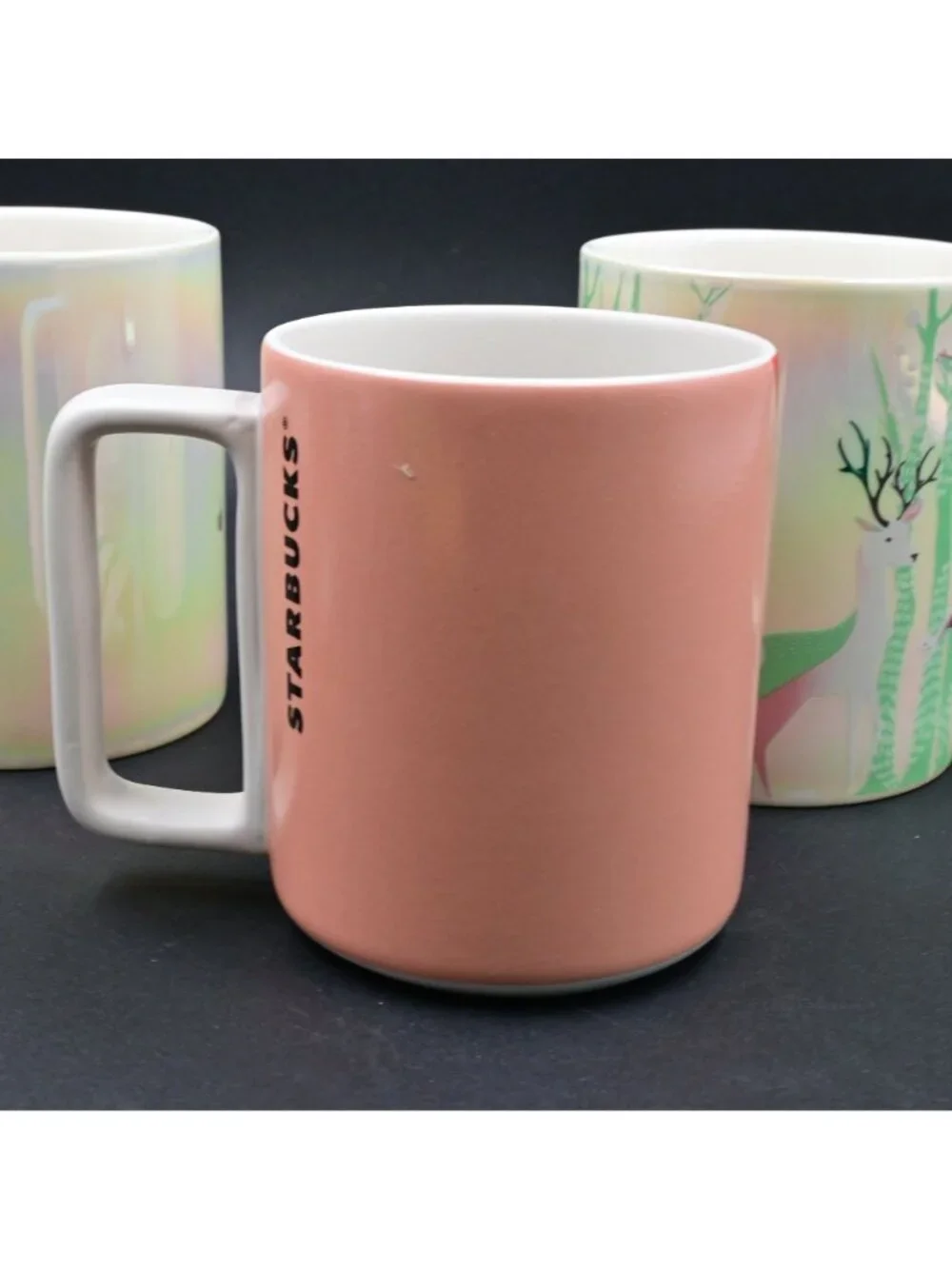 Starbucks Mug Set Holiday Red Fox & Iridescent Green Woodland Forest Coffee